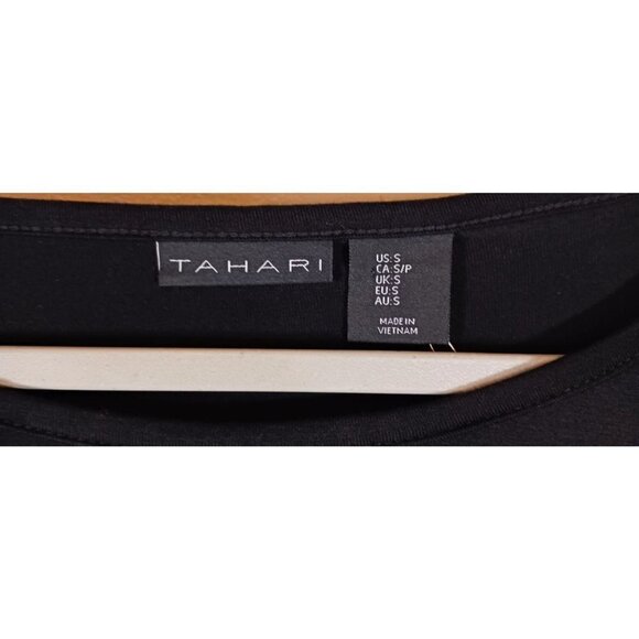 Tahari Lagenlook Tunic Knit Black 3/4 Length Sleeve Knit Crew Neck Size S‎ NWT - Picture 4 of 5